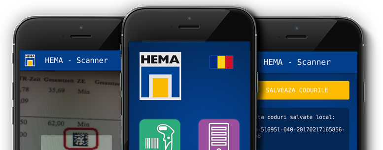 Hema QR Scanner aplicatie industriala